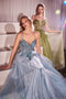 Ladivine CC0881 Sleeveless Appliqué Tulle Gown