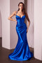 Ladivine CC2397 Glitter Satin Fitted Gown