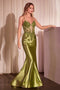 Ladivine CC2401 Appliqué Satin Sleeveless Gown with Slit