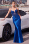 Ladivine CC2401 Appliqué Satin Sleeveless Gown with Slit