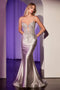 Ladivine CC2401 Appliqué Satin Sleeveless Gown with Slit