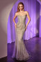 Ladivine CC385 Beaded Fitted Strapless Gown