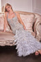 Ladivine CC4030 Halter Feather Mermaid Dress