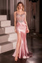 Ladivine CC8868 Beaded Satin Sleeveless Gown with Slit