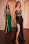 Ladivine CC8868 Beaded Satin Sleeveless Gown with Slit