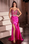 Ladivine CC8868 Beaded Satin Sleeveless Gown with Slit