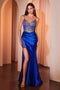 Ladivine CC8868 Beaded Satin Sleeveless Gown with Slit