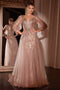 Ladivine CD0102 Beaded Long-Sleeve A-Line Gown