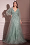 Ladivine CD0102 Beaded Long-Sleeve A-Line Gown