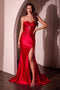 Ladivine CD0103 Satin Fitted Strapless Gown with Keyhole Bodice and Side Slit