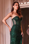 Beaded Strapless Fitted Slit Gown by Ladivine CD0233