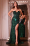 Beaded Strapless Fitted Slit Gown by Ladivine CD0233