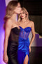 Ladivine CD2408 Beaded Satin Strapless Gown with Slit