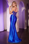 Ladivine CD2408 Beaded Satin Strapless Gown with Slit