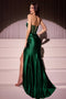 Ladivine CD2408 Beaded Satin Strapless Gown with Slit