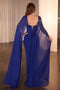 Ladivine CD356 Chiffon Fitted Gown with Cape Sleeves