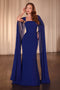 Ladivine CD356 Chiffon Fitted Gown with Cape Sleeves