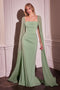 Ladivine CD356 Chiffon Fitted Gown with Cape Sleeves