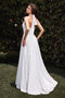 Ladivine CD372W Satin White Halter A-line Gown with Sweep Train