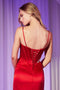 Ladivine CD375 Satin Sleeveless Cutout Slit Gown with Beaded Embellishments
