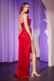 Ladivine CD375 Satin Sleeveless Cutout Slit Gown with Beaded Embellishments