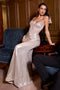 Ladivine CD754 Metallic Fitted Sleeveless Gown with Illusion V-Neck