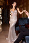 Ladivine CD754 Metallic Fitted Sleeveless Gown with Illusion V-Neck