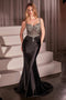 Ladivine CD757 Beaded Satin Sleeveless Gown