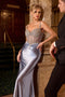 Ladivine CD757 Beaded Satin Sleeveless Gown