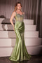 Ladivine CD757 Beaded Satin Sleeveless Gown