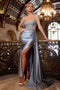 Ladivine CD774 Beaded Satin Sleeveless Gown with Slit