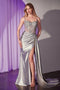 Ladivine CD774 Beaded Satin Sleeveless Gown with Slit