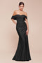 Ladivine CD790 Satin Fitted Off-Shoulder Gown with Side Slit