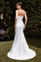 Ladivine CD791W Satin White Strapless Sweetheart Slit Gown