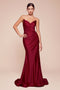 Ladivine CD791 Satin Fitted Strapless Gown with Pointed V-Neck