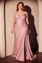 Ladivine CD796C Plus Size Satin Fitted Halter Gown