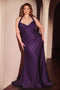 Ladivine CD796C Plus Size Satin Fitted Halter Gown