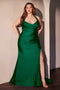 Ladivine CD796C Plus Size Satin Fitted Halter Gown