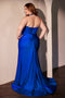 Ladivine CD796C Plus Size Satin Fitted Halter Gown