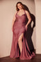 Ladivine CD796C Plus Size Satin Fitted Halter Gown