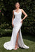 Ladivine CD796W White Satin Halter Slit Gown