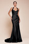 Ladivine CD796 Satin Fitted Long Halter Gown with Side Slit