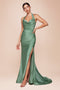 Ladivine CD796C Plus Size Satin Fitted Halter Gown