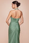 Ladivine CD796C Plus Size Satin Fitted Halter Gown