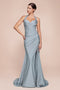 Ladivine CD796 Satin Fitted Long Halter Gown with Side Slit