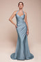 Ladivine CD796C Plus Size Satin Fitted Halter Gown