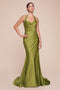 Ladivine CD796C Plus Size Satin Fitted Halter Gown