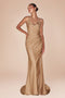 Ladivine CD796C Plus Size Satin Fitted Halter Gown