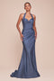 Ladivine CD796C Plus Size Satin Fitted Halter Gown