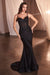 Fitted Applique Satin Corset Gown by Ladivine CD798